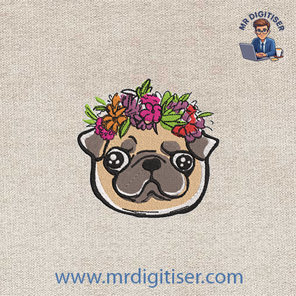 Pug embroidery design